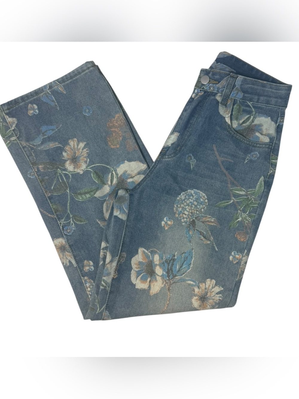 Women’s XS Floral Print High Rise Wide Leg Jeans